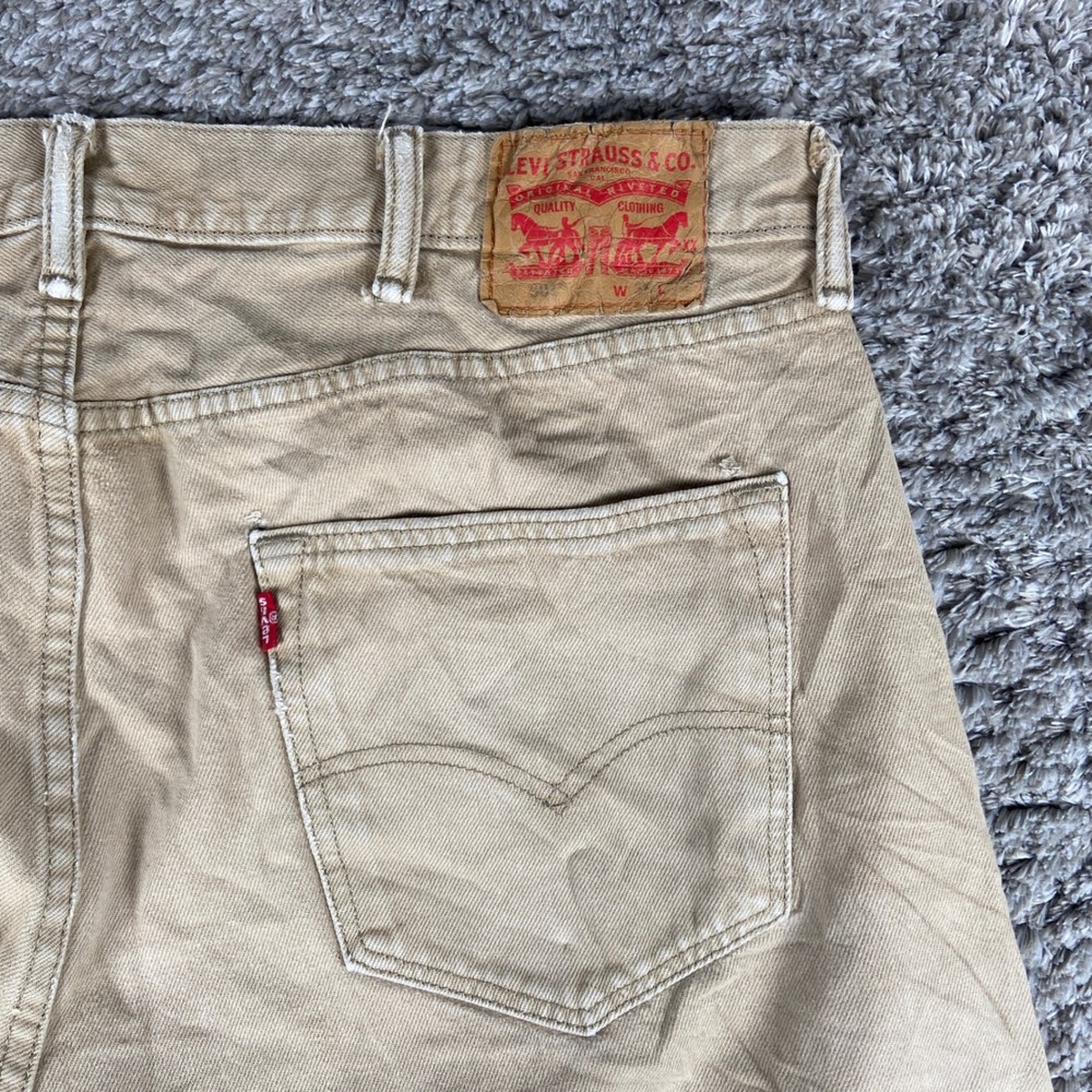 Levi's 501 Jeans Mens 38x32 Tan Denim Straight Leg Button Fly Pant Cotton Casual